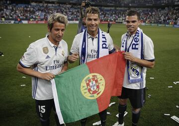 Coentrao, Cristiano Ronaldo y Pepe.