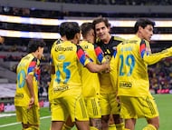 Patricio Salas celebrates his goal 1-0 of America during the 14th round match between America and Cruz Azul as part of the Liga BBVA MX Varonil, Torneo Clausura 2026 at Banorte (Azteca) Stadium, on April 11, 2026 in Mexico City, Mexico.