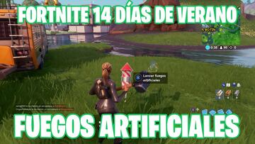 Fortnite Battle Royale - Desaf&iacute;o de 14 d&iacute;as de verano: lanza fuegos artificiales que se encuentran por la ribera del r&iacute;o