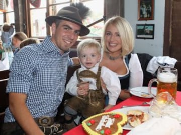 Philipp Lahm con su familia. 