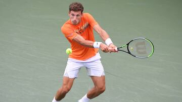 Pablo Carreño ejecuta un revés en el US Open.