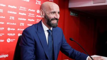 GRAFAND4545. SEVILLA (ESPAÑA), 18/03/2019.- Ramón Rodríguez Verdejo “Monchi”, durante su presentación oficial como nuevo director general deportivo del Sevilla FC, hoy en el estadio Sánchez Pizjuán de