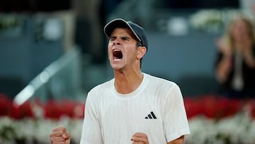 Tennis - Madrid Open - Park Manzanares, Madrid, Spain - April 27, 2026 Spain's Rafael Jodar celebrates winning his round of 32 match against Brazil's Joao Fonseca REUTERS/Ana Beltran