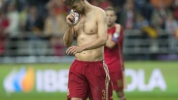 Gerard Piqué, tras el partido en Oviedo.
