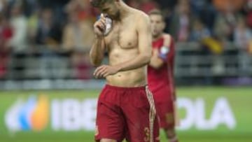 Gerard Piqu&eacute;, tras el partido en Oviedo.