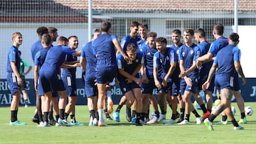 La plantilla osasunista, en Tajonar.