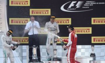 Lewis Hamilton,  Nico Rosberg y Sebastian Vettel