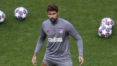 Diego Costa, en un entrenamiento con el Atl&eacute;tico.