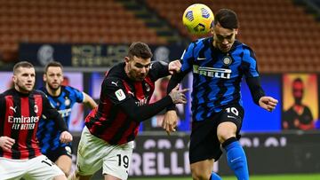 Theo pelea con Lautaro en el partido entre Milan e Inter.