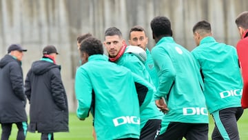 Los jugadores del Athletic durante un entrenamiento.