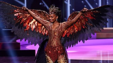 HOLLYWOOD, FLORIDA - MAY 13: Miss Universe USA Asya Branch appears onstage at the Miss Universe 2021 - National Costume Show at Seminole Hard Rock Hotel &amp; Casino on May 13, 2021 in Hollywood, Florida.   Rodrigo Varela/Getty Images/AFP
 == FOR NEWSPAPE