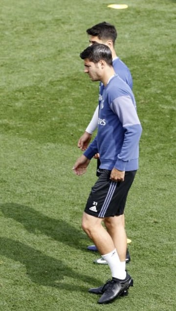 Morata dio el susto en el entrenamiento