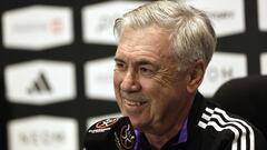 Soccer Football - Spanish Super Cup - Real Madrid Press Conference - Al-Nasr Saudi Club, Riyadh, Saudi Arabia - January 10, 2023 Real Madrid coach Carlo Ancelotti during the press conference REUTERS/Ahmed Yosri