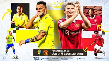 CARTEL DEL PARTIDO ENTRE EL CÁDIZ Y EL MANCHESTER UNITED.