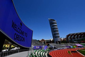 EUGENE, OREGON - JULY 14: A general view at Hayward Field on July 14, 2022 in Eugene, Oregon.  (Photo by Hannah Peters/Getty Images for World Athletics)