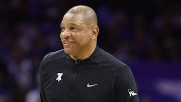 Doc Rivers of the Philadelphia 76ers has become the fifth NBA coach to win 100 playoff games, after his team’s 112-97 win against the Toronto Raptors.