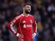 Soccer Football - Premier League - Wolverhampton Wanderers v Liverpool - Molineux Stadium, Wolverhampton, Britain - March 3, 2026 Liverpool's Mohamed Salah reacts Action Images via Reuters/Peter Cziborra EDITORIAL USE ONLY. NO USE WITH UNAUTHORIZED AUDIO, VIDEO, DATA, FIXTURE LISTS, CLUB/LEAGUE LOGOS OR 'LIVE' SERVICES. ONLINE IN-MATCH USE LIMITED TO 120 IMAGES, NO VIDEO EMULATION. NO USE IN BETTING, GAMES OR SINGLE CLUB/LEAGUE/PLAYER PUBLICATIONS. PLEASE CONTACT YOUR ACCOUNT REPRESENTATIVE FOR FURTHER DETAILS..