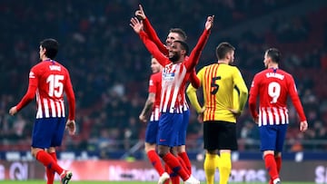 Lemar celebra su gol con el Atletico al Sant Andreu.