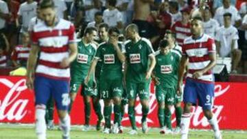 Jugadores del Eibar celebran su victoria ante el Granada.