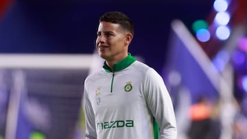 AME7599. PACHUCA (MÉXICO), 05/02/2025.- James Rodríguez de León participa este miércoles, en un entrenamiento previo al partido de la primera jornada del Torneo Clausura 2025 de la Liga MX entre el Club de Fútbol Pachuca y Club León, en el estadio Hidalgo en Pachuca (México). EFE/ David Martínez Pelcastre