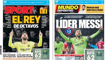 Portadas de los diarios Sport y Mundo Deportivo del d&iacute;a 29 de noviembre de 2018.