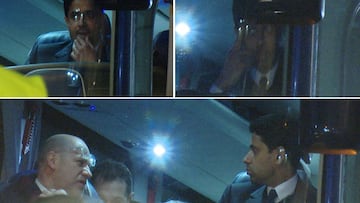 Las caras de Al Khelaifi en el autobús del PSG lo decían todo