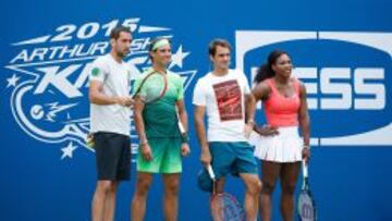 Marin Cilic, Rafa Nadal, Roger Federer y Serena, en el 'Kids Day'.
