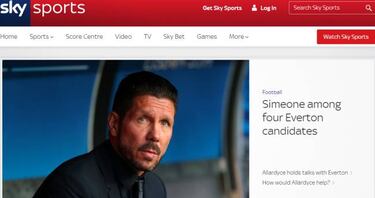 Sky Sports: Simeone, candidato del Everton para su banquillo