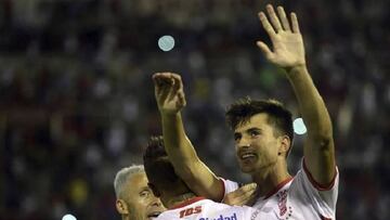 Pussetto celebra el gol de la victoria de Hurac&aacute;n ante Estudiantes.