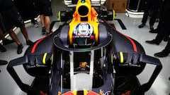 Daniel Ricciardo prueba el aeroscreen durante el GP Rusia 2016.