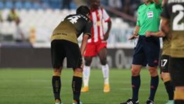 Amarilla a José Ángel en el partido frente al Almería