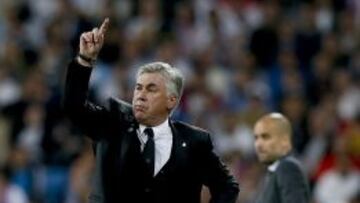 El entrenador italiano del Real Madrid, Carlo Ancelotti, durante el partido de ida de las semifinales de la Liga de Campeones ante el Bayern de Munich.