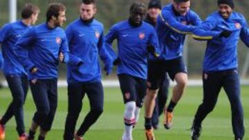 Flamini, Koscielny, Sagna, Giroud y Henry, ayer.