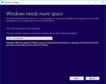 Cómo instalar una nueva actualización de Windows 10 aunque no te quede espacio en el ordenador