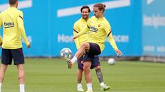 Griezmann y Messi, en un entrenamiento.