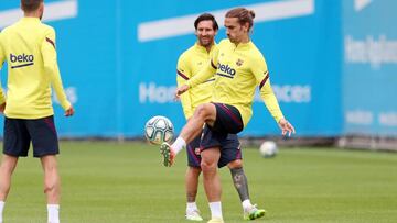 Griezmann y Messi, en un entrenamiento.