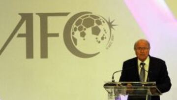 El presidente de la FIFA, Joseph Blatter, durante el Congreso Extraordinario de la Confederaci&oacute;n Asi&aacute;tica de F&uacute;tbol (AFC).