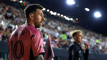 FORT LAUDERDALE, FLORIDA - FEBRUARY 21: Lionel Messi #10 of Inter Miami plays during the 2024 MLS season opener against Real Salt Lake at Chase Stadium on February 21, 2024 in Fort Lauderdale, Florida.   Mike Ehrmann/Getty Images/AFP (Photo by Mike Ehrmann / GETTY IMAGES NORTH AMERICA / Getty Images via AFP)