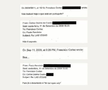 Captura de los correos entre los abogados defensores de Cristiano Ronaldo.