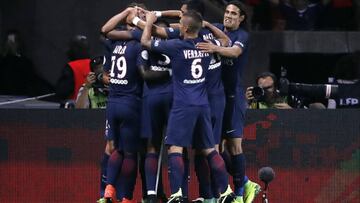 El PSG celebra un gol.