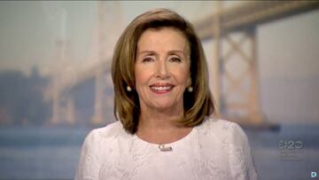 Speaker of the House Nancy Pelosi (D-CA) speaks by video feed during the virtual 2020 Democratic National Convention as participants from across the country are hosted over video links from the originally planned site of the convention in Milwaukee, Wisco