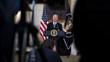 Kamala Harris,President Joe Biden United States President Joe Biden, accompanied by US Vice President Kamala Harris arrives to announce the partnership between Johnson and Johnson and Merck to produce the Johnson and Johnson Covid vaccine in the State Din