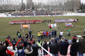 España ganó 16-14 a Rusia en el primer partido del Campeonato de Europa (Seis Naciones B) disputado en el Estadio Central Universitario de Madrid. 