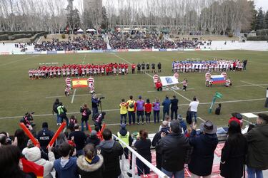 España ganó 16-14 a Rusia en el primer partido del Campeonato de Europa (Seis Naciones B) disputado en el Estadio Central Universitario de Madrid. 