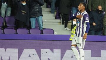 VALLADOLID, 06/11/21. PHOTOGENIC. PARTIDO DE LA LIGA SMARTBANK ENTRE EL REAL VALLADOLID Y EL MIRAND&Atilde;S, EN EL ESTADIO JOSE ZORRILLA. GOL DE GONZALO PLATA