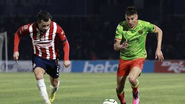 (L-R), Alan Mozo of Guadalajara and Mauro Lainez of Juarez during the game FC Juarez vs Guadalajara, corresponding to Round 04 of the Torneo Clausura 2023 of the Liga BBVA MX, at Olimpico Benito Juarez Stadium, on January 28, 2023.
<br><br>
(I-D), Alan Mozo de Guadalajara y Mauro Lainez de Juarez durante el partido FC Juarez vs Guadalajara, Correspondiente a la Jornada 04 del Torneo Clausura 2023 de la Liga BBVA MX, en el Estadio Olimpico Benito Juarez, el 28 de Enero de 2023.