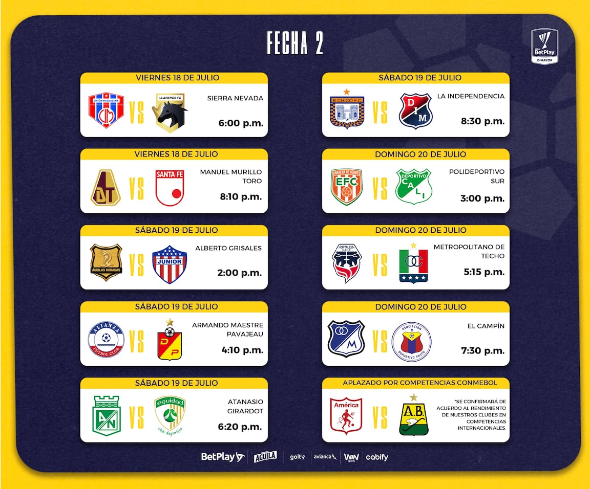 Fixture de la Liga BetPlay 2025-II - AS Colombia