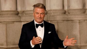 Actor Alec Baldwin gestures before walking on the red carpet during the commemoration of the Elton John AIDS Foundation 25th year fall gala at the Cathedral of St. John the Divine in New York City, in New York, U.S. November 7, 2017.