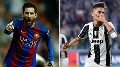 Messi y Dybala, jugadores del Barcelona y Juventus.