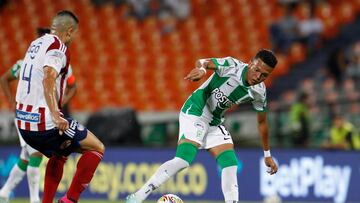 Partido entre Atlético Nacional y Junior de Barranquilla en el marco de la jornada 12 de la Liga BetPlay 2023-I en el estadio Atanasio Girardot.